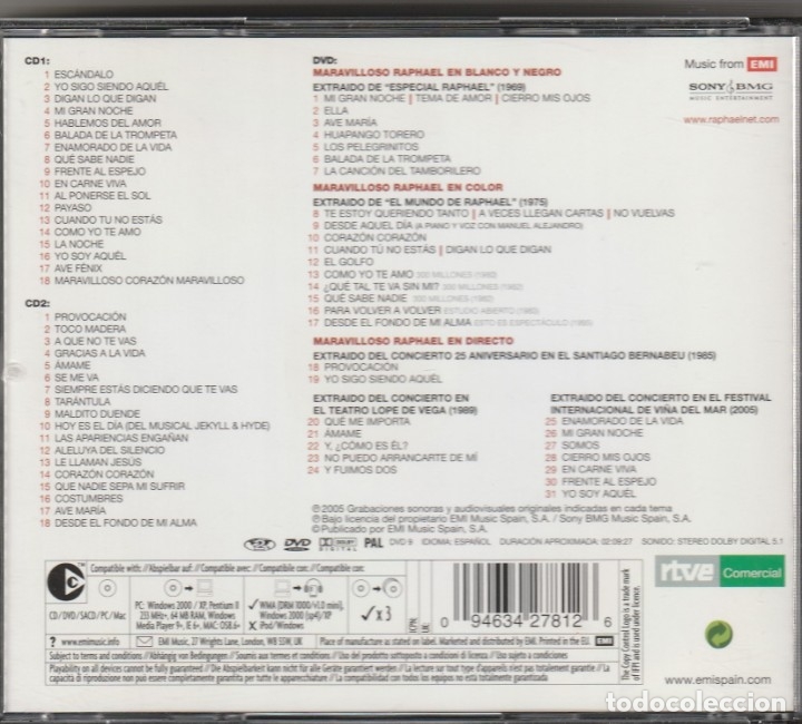 CDs de m&uacute;sica: RAPHAEL - MARAVILLOSO (2CD + DVD EMI 2005) - Foto 2