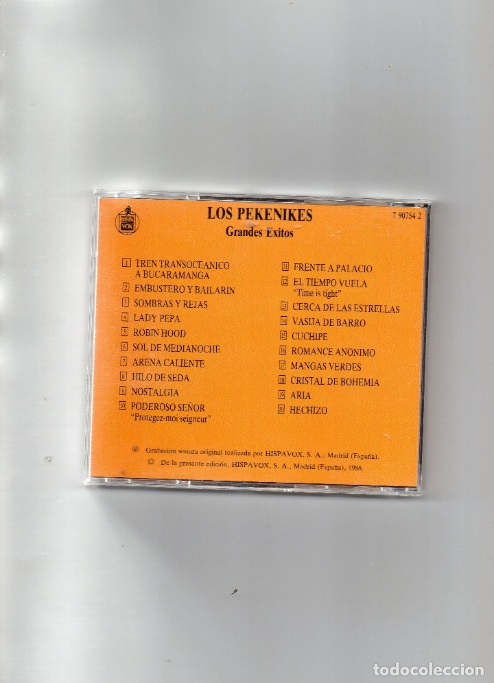 CDs de m&uacute;sica: CD - LOS PEKENIKES - GRANDES EXITOS - HISPAVOX - 1988 - Foto 2