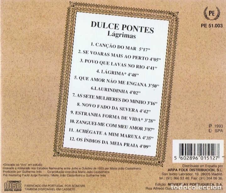 CDs de m&uacute;sica: DULCE PONTES L&Aacute;GRIMAS - Foto 2