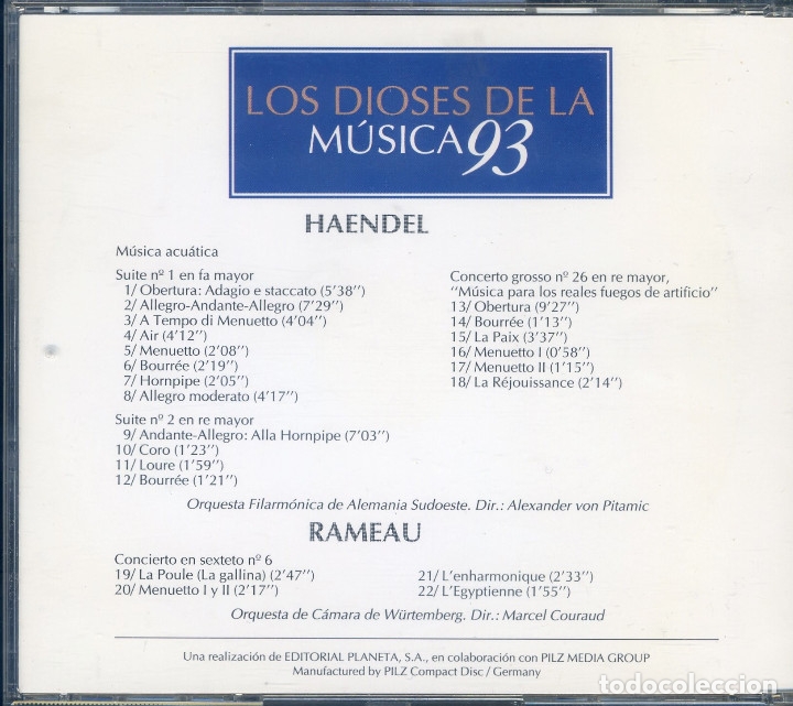 CDs de m&uacute;sica: Dioses de la musica 93 Haendel / Rameau - Foto 2
