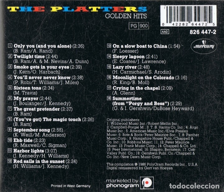 CDs de m&uacute;sica: THE PLATTERS GOLDEN HITS - Foto 2