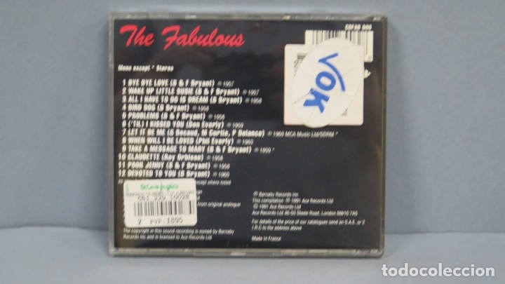 CDs de m&uacute;sica: CD. EVERLY BROTHERS. FABULOUS - Foto 2