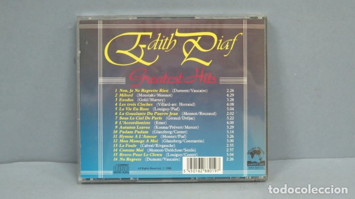 CDs de m&uacute;sica: CD. EDITH PIAF. THE GREATEST HITS - Foto 2