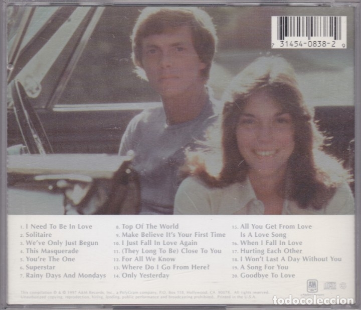 CDs de m&uacute;sica: Carpenters - Love Songs - CD - Foto 2
