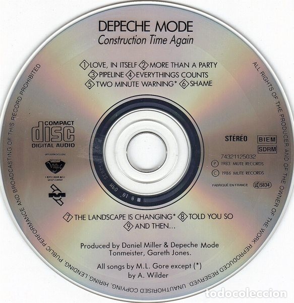 CDs de m&uacute;sica: Depeche Mode &lrm;&ndash; Construction Time Again - France - Foto 2