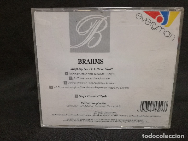 CDs de m&uacute;sica: CD - BRAHMS - SYMPHONY N&ordm; 1 TRAGIC OVERTURE - Foto 2