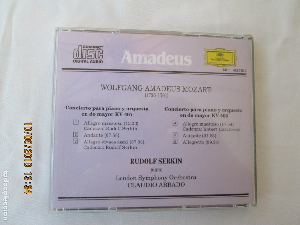 Amadeus W A Mozart Conciertos Para Piano Nº Buy Cds Of Classical Music Opera Zarzuela And Marches At Todocoleccion