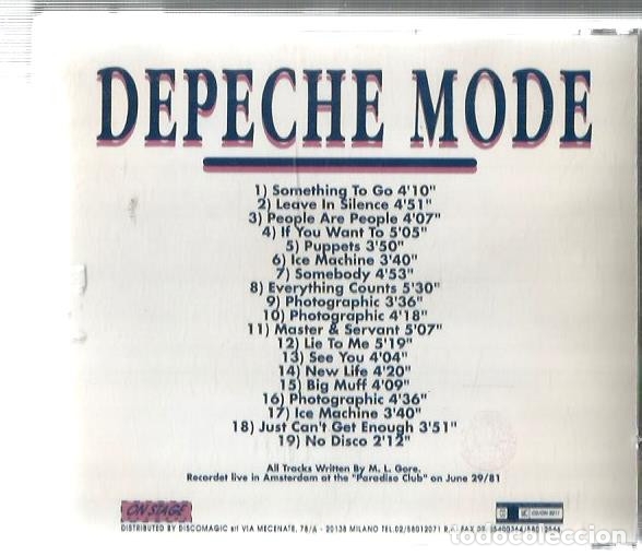 CDs de m&uacute;sica: CD DEPECHE MODE : MASTER & SERVANT ( LIVE IN AMSTERDAM, 1981 ) 19 TEMAS - Foto 2