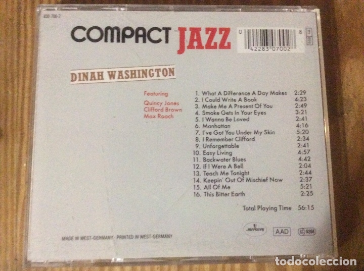 CDs de m&uacute;sica: Compact jazz Dinah Washington - Foto 2