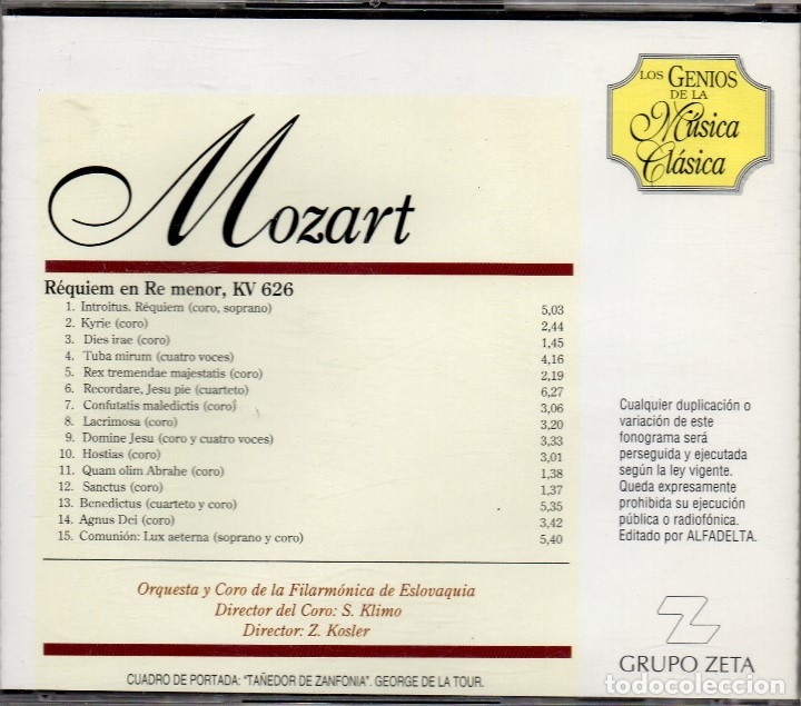 CDs de m&uacute;sica: Mozart. Requiem en re menor. CD - Foto 2