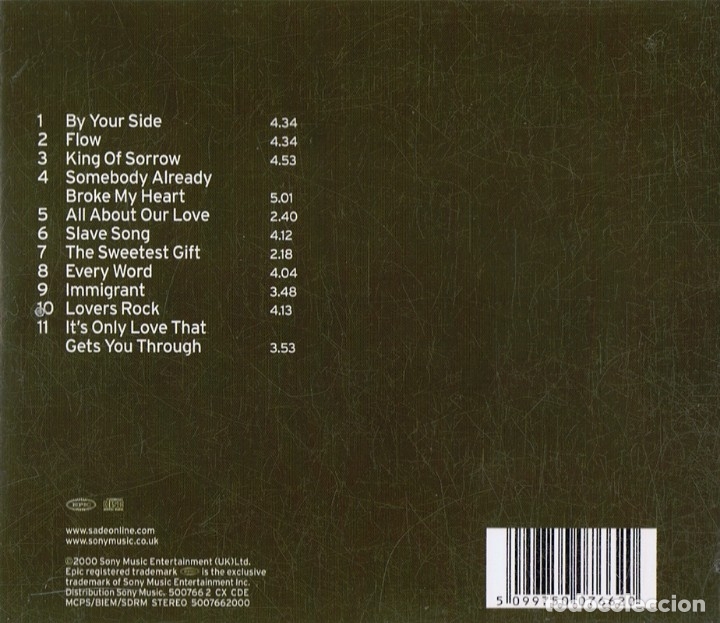 CDs de m&uacute;sica: SADE &uml;LOVERS ROCK&uml; (CD) - Foto 2