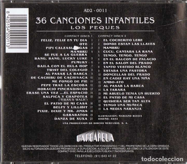 CDs de m&uacute;sica: 36 CANCIONES INFANTILES ( 2 CD&acute;S) - Foto 2