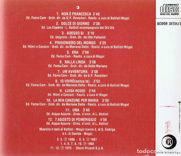 CDs de m&uacute;sica: LUCIO BATTISTI ( 3 CD&acute;S) - Foto 5