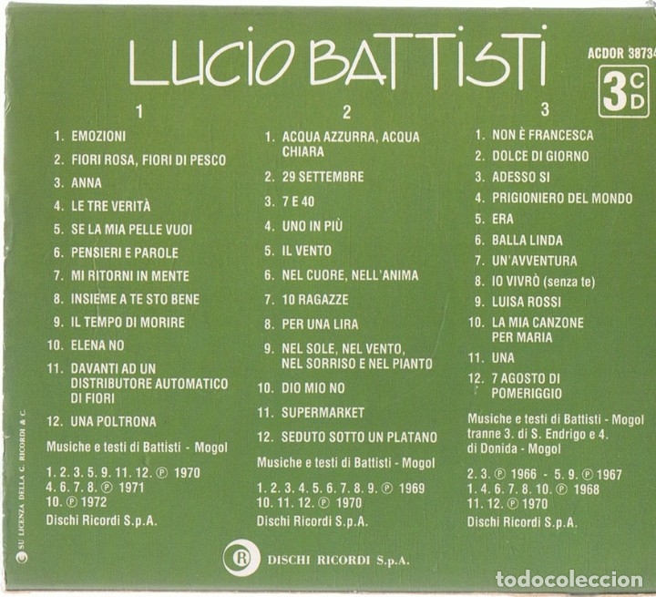 CDs de m&uacute;sica: LUCIO BATTISTI ( 3 CD&acute;S) - Foto 6