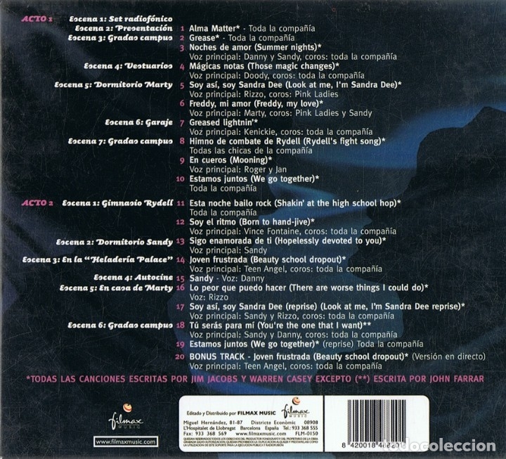CDs de m&uacute;sica: GREASE EL MUSICAL DE TU VIDA - Foto 2