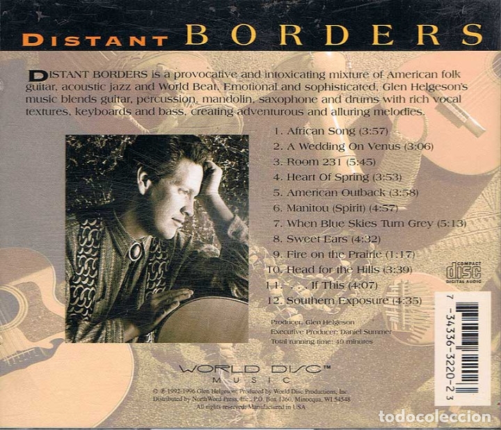 CDs de m&uacute;sica: Glen Helgeson - Distant Borders. CD. World Disc Music - Foto 2
