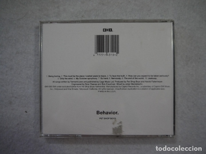 CDs de m&uacute;sica: PET SHOP BOYS - BEHAVIOR - CD 1990 - Foto 2