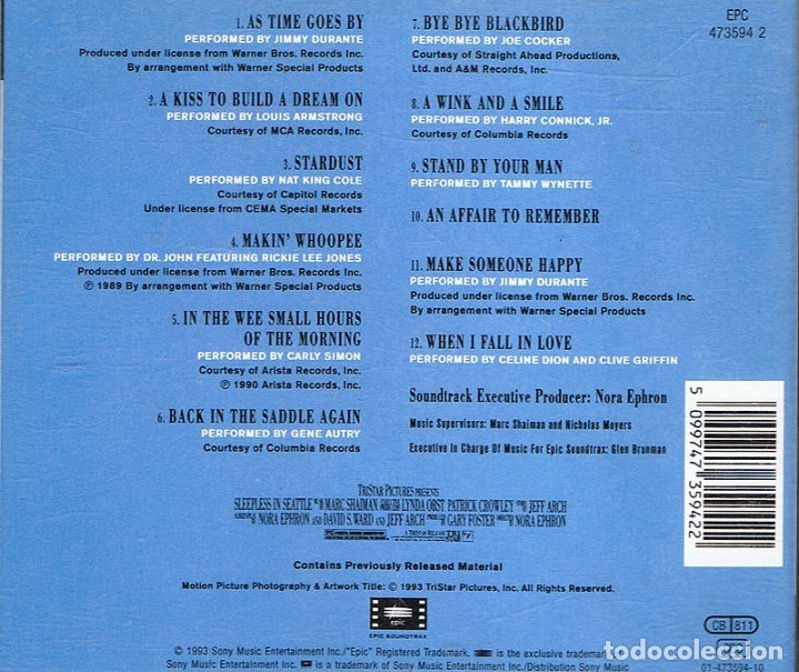 CDs de m&uacute;sica: Sleepless in Seattle. BSO. CD. Epic - Foto 2