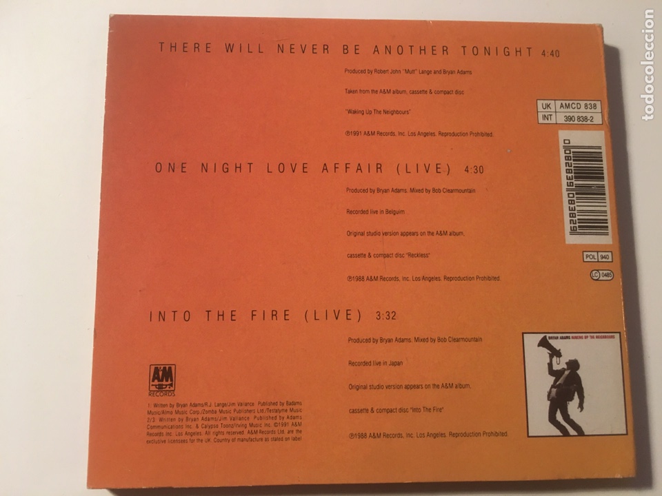 CDs de m&uacute;sica: Bryan Adams There will never be another tonight - Foto 2