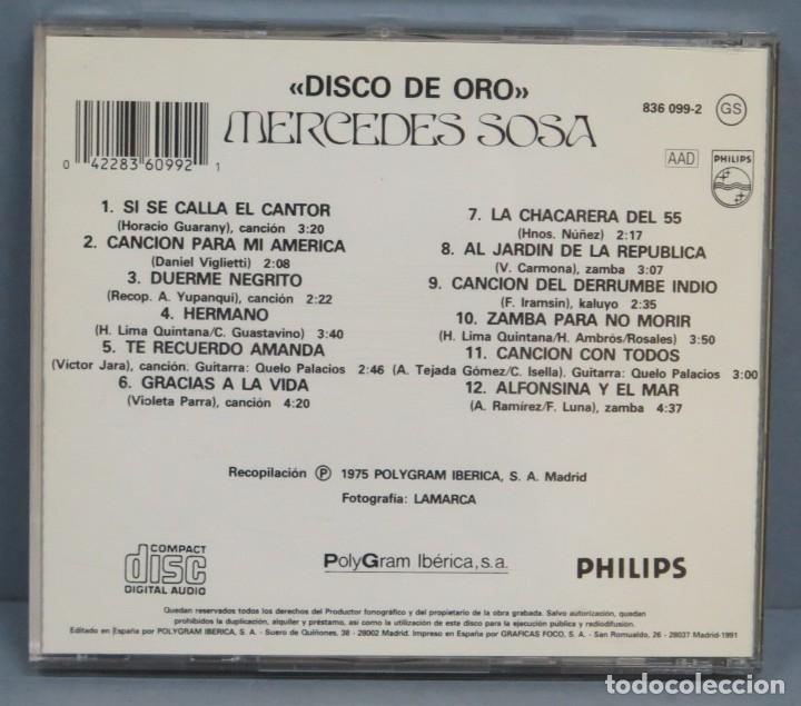 CDs de m&uacute;sica: CD. MERCEDES SOSA. DISCO ORO - Foto 2