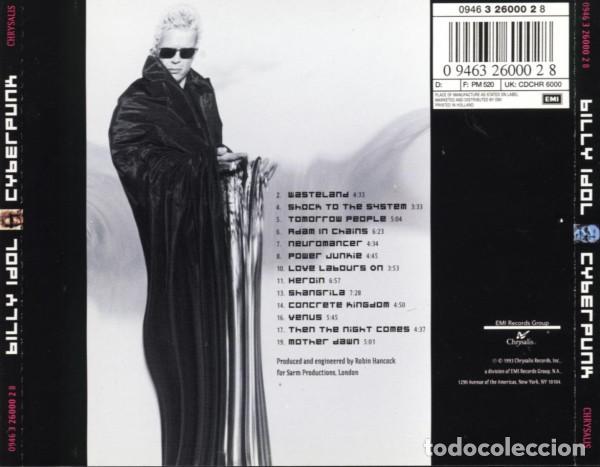CDs de m&uacute;sica: Billy Idol &lrm;&ndash; Cyberpunk cd de 1993 - Foto 2