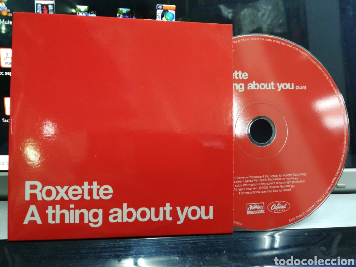 CDs de m&uacute;sica: Roxette cd single a thing about you 2002 - Foto 1