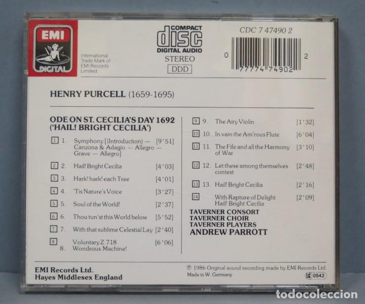 CDs de m&uacute;sica: CD. PURCELL. ODE ON ST. CECILE&acute;S DAY 1692. PARROTT - Foto 2