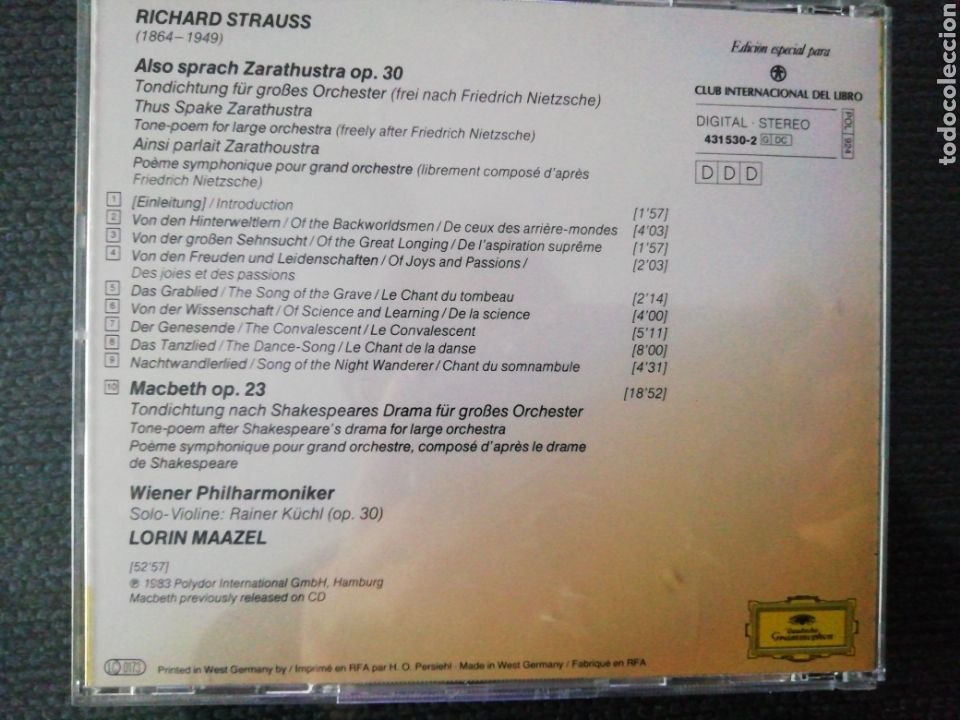 CDs de m&uacute;sica: Richard Strauss. Also sprach Zarathustra. Macbeth. - Foto 2