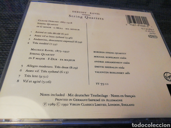 CDs de m&uacute;sica: Debussy - Ravel. Strings Quartets. Borodin String Quartet. Virgo. - Foto 2