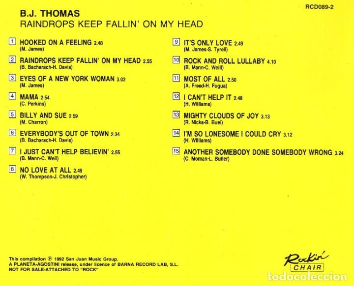 CDs de m&uacute;sica: �R258 - B.J. THOMAS. RAINDROPS KEEP FALLIN ON MY HEAD. CD. - Foto 2