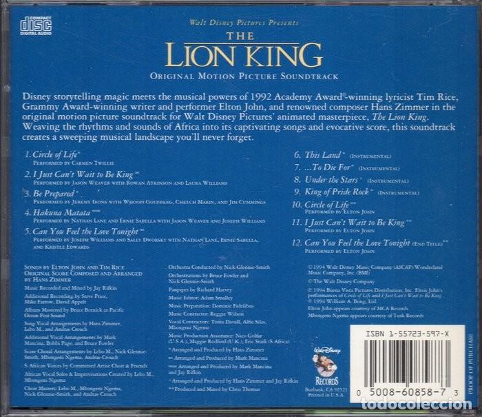 CDs de m&uacute;sica: EL REY LEON. CD BSO - Foto 2
