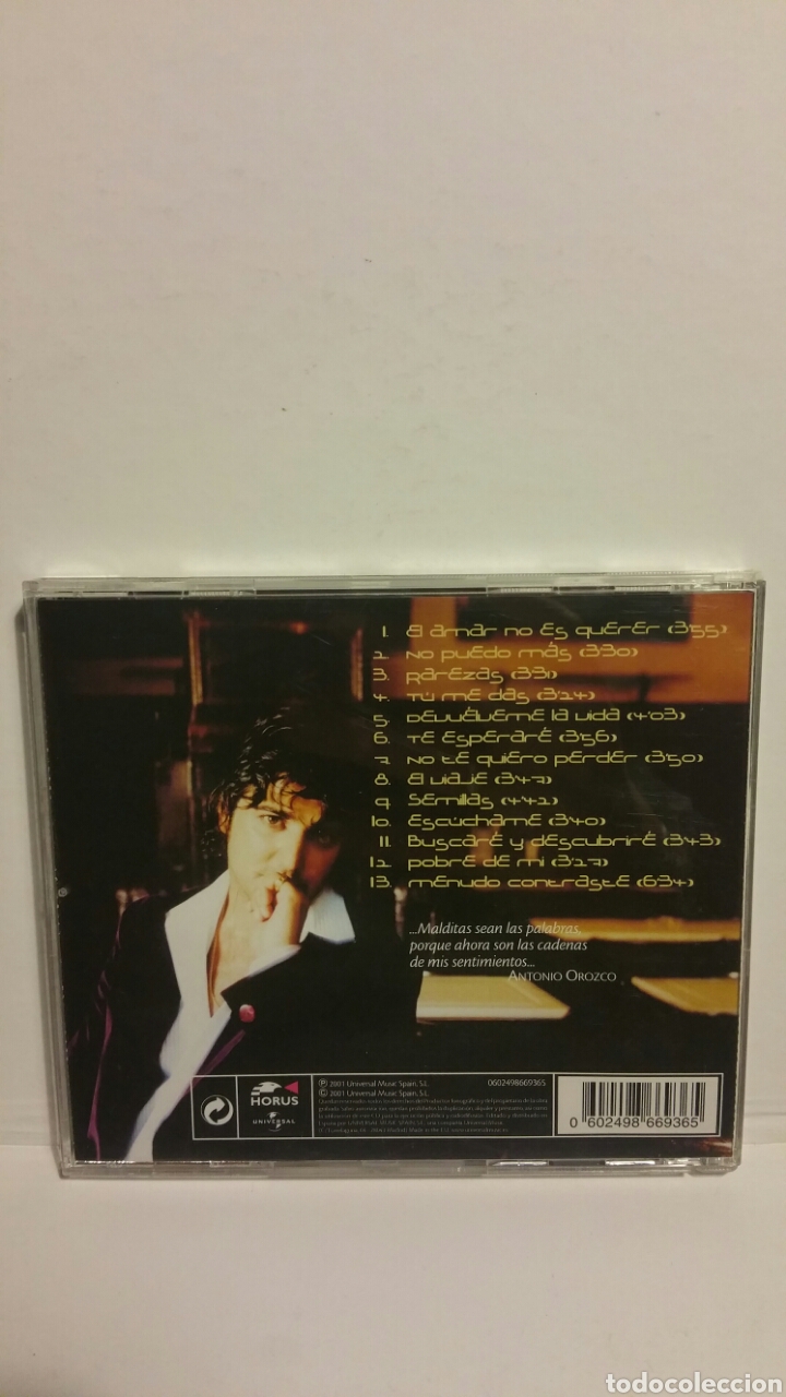 CDs de m&uacute;sica: Antonio Orozco, semilla del silencio, cd 2001. - Foto 2