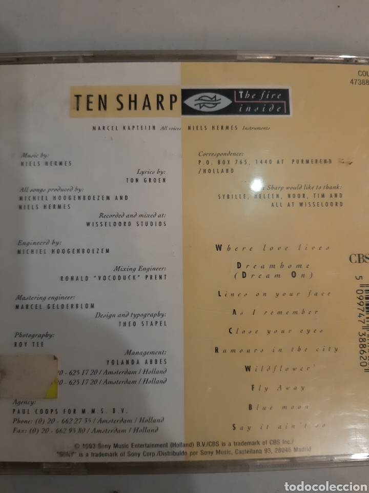 CDs de m&uacute;sica: 1993 Ten Sharp The fire insiste cbs Sony - Foto 2