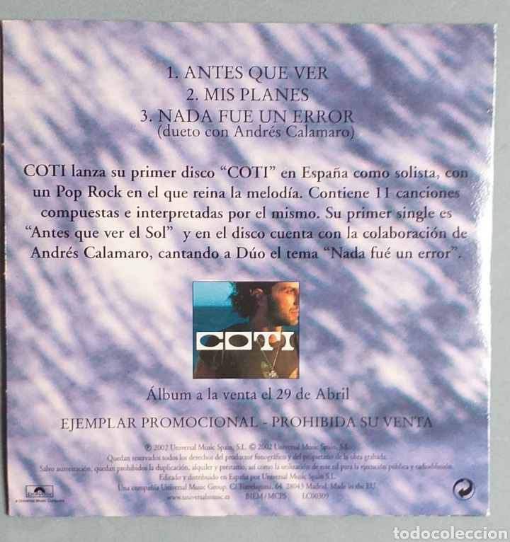 CDs de m&uacute;sica: Coti - Antes que ver - Foto 2