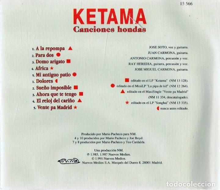CDs de m&uacute;sica: KETAMA &uml;CANCIONES HONDAS&uml; ( CD) - Foto 2