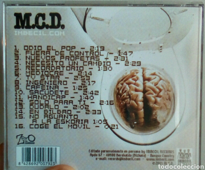 CDs de m&uacute;sica: M.C.D. - Imbecil.com, Zero Records (3) ?&ndash; 079.2, 2001. Euskal Herria. - Foto 6