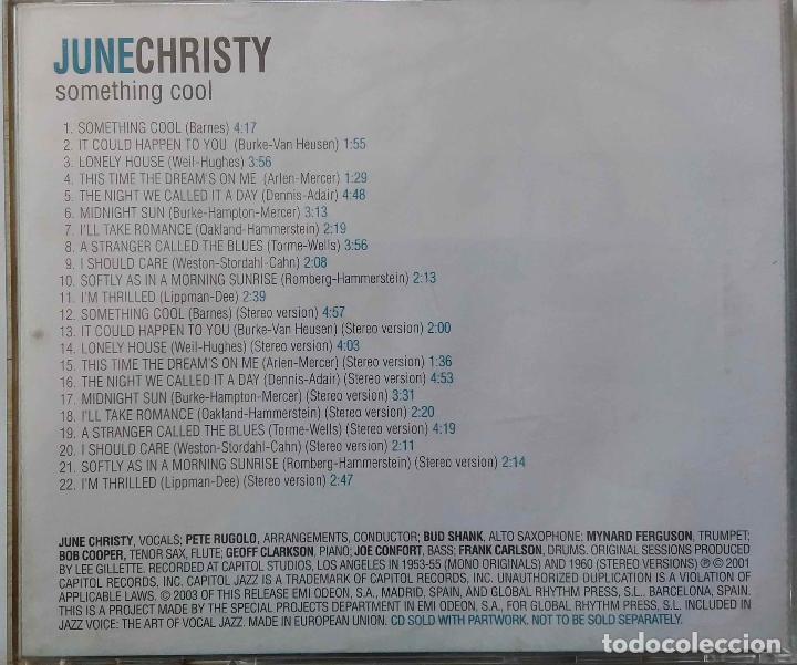 CDs de m&uacute;sica: JUNE CHRISTY. SOMETHING COOL. CD - Foto 2