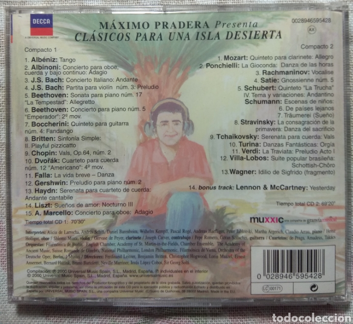 CDs de m&uacute;sica: Maximo Pradera&nbsp;&lrm;&ndash;&nbsp;Maximo Pradera Presenta: Cl&aacute;sicos Para Una Isla Desierta - Foto 2
