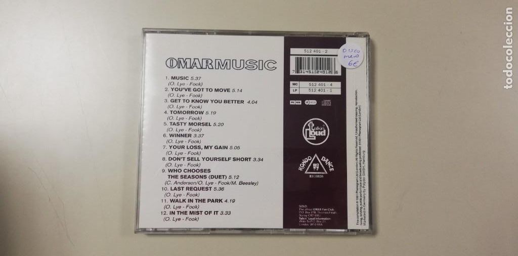 CDs de m&uacute;sica: Omar - Music (CD, Album) - Foto 2