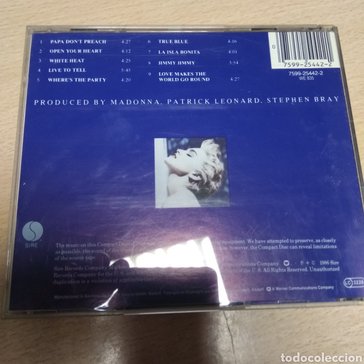 CDs de m&uacute;sica: MADONNA - TRUE BLUE - 1986 - Foto 2