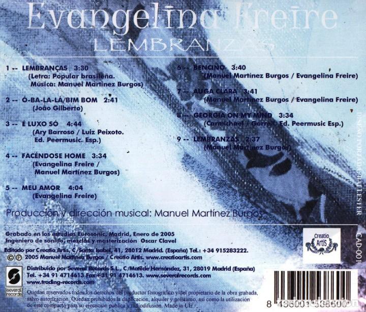 CDs de Música: EVANGELINA FREIRE. LEMBRANZAS. GALAICO PORTUGUESA. GALICIA. PORTUGAL. MANUEL MARTINEZ BURGOS. CD. - Foto 5 - 199506433