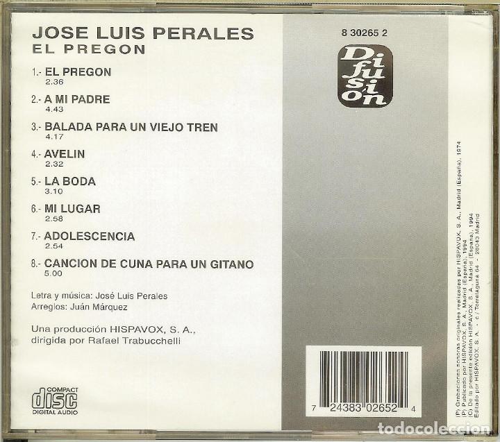 CDs de m&uacute;sica: CD DIF&Iacute;CIL - JOS&Eacute; LUIS PERALES - EL PREG&Oacute;N - Foto 2