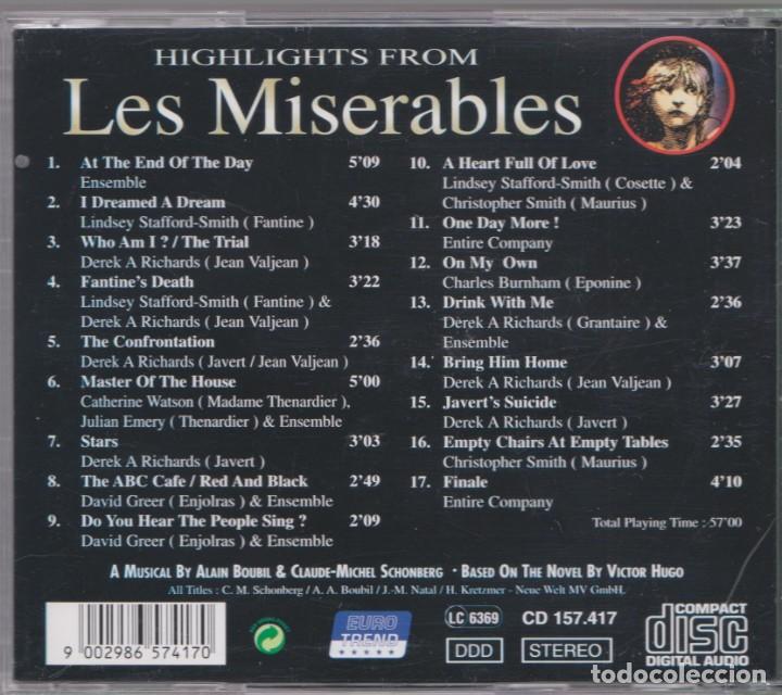 CDs de m&uacute;sica: HIGHLIGHTS FROM LES MISERABLES ( A MUSICAL ) - Foto 2