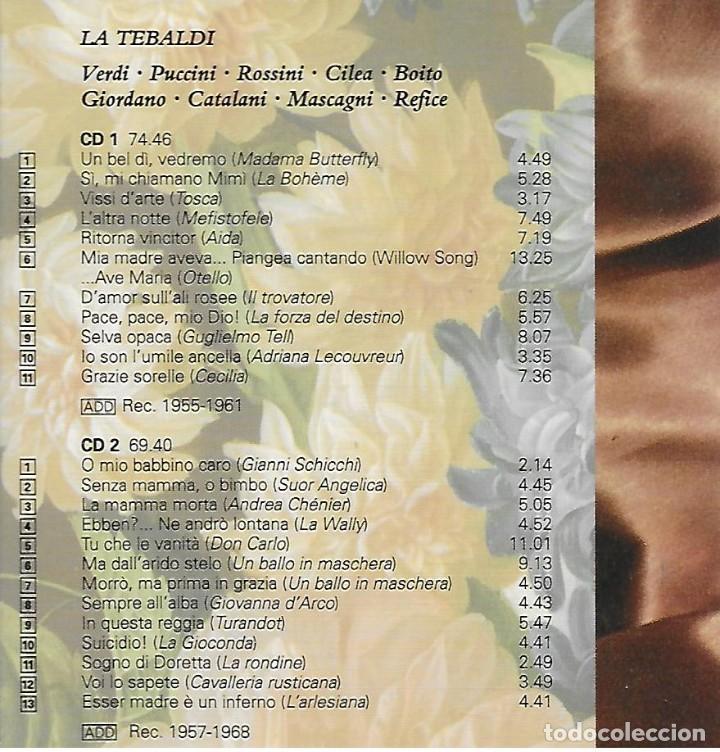CDs de m&uacute;sica: RENATA TEBALDI. LA TEBALDI. 2 CD&acute;S - Foto 2
