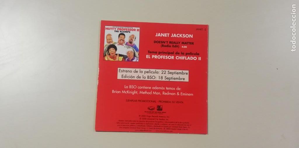 CDs de m&uacute;sica: 0520- JANET JACKSON DOESN&acute;T REALLY MATTER CD PROMO - Foto 2