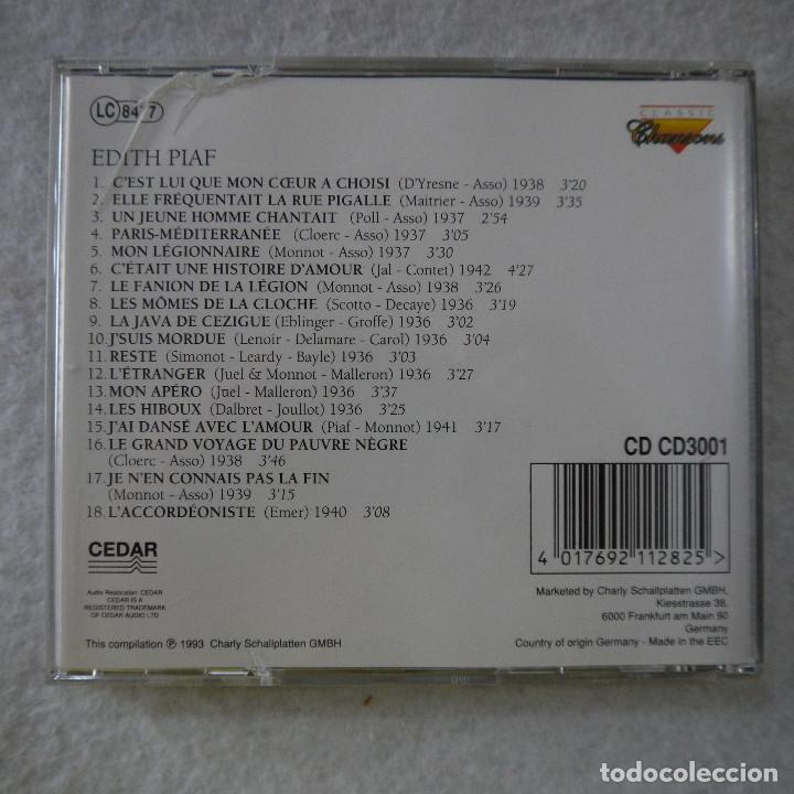 CDs de m&uacute;sica: EDITH PIAF - M&Oacute;N L&Eacute;GIONNAIRE - CD 1993 - Foto 2