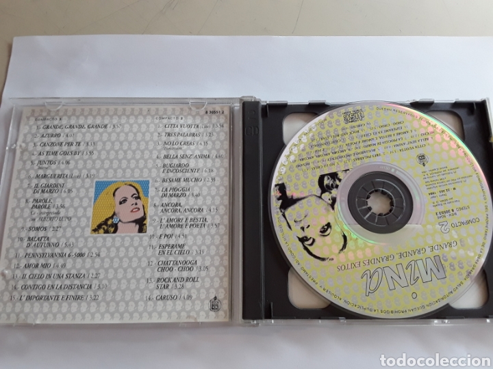 CDs de m&uacute;sica: Mina grandes &eacute;xitos- 2 cds originales / hispavox 1994 - Foto 3
