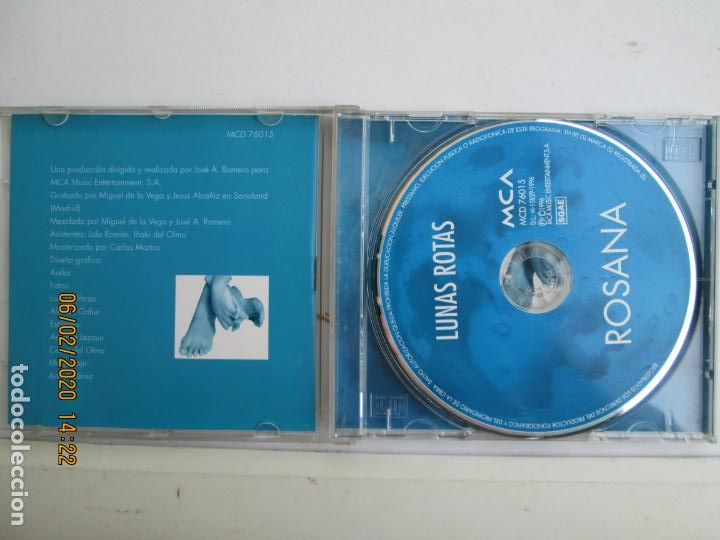 CDs de m&uacute;sica: ROSANA - LUNAS ROTAS - CD - 1996. - Foto 2