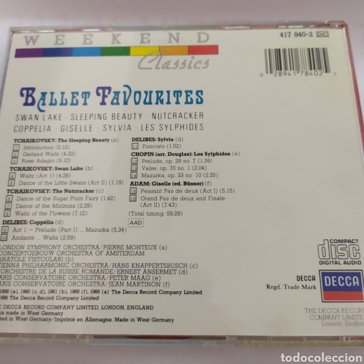 CDs de m&uacute;sica: Ballet favourites / Weekend Classics / cd original - Foto 2