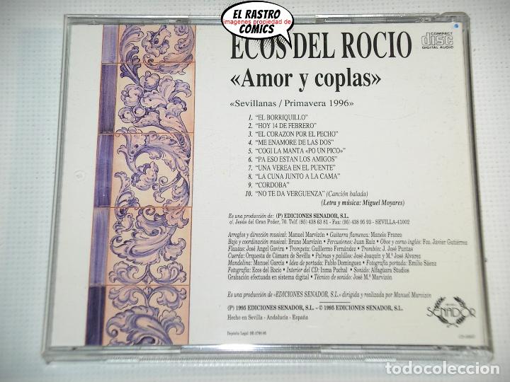 CDs de m&uacute;sica: Ecos del Roc&iacute;o, Amor y coplas, CD 1995 - Foto 2